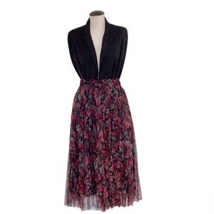 Floral mesh midi skirt